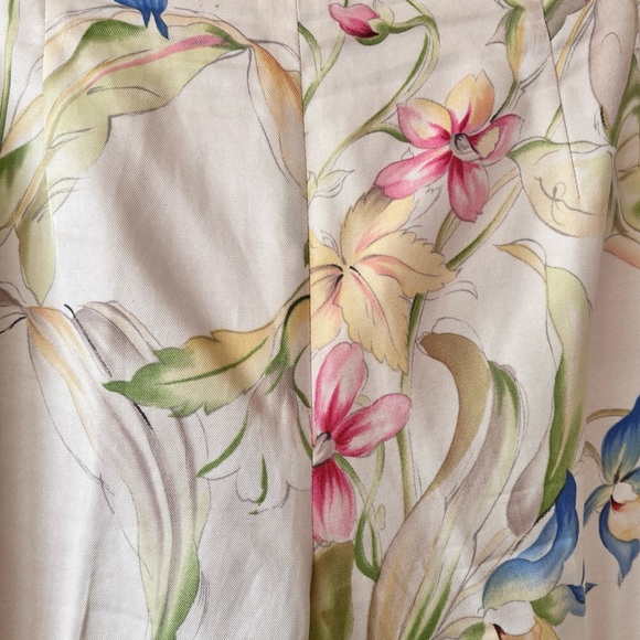 Vintage Talbots Petites Silk Cotton Floral Straight Leg High Waist Pants 8P - Picture 2 of 7